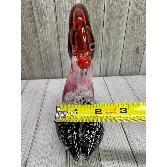 Vtg Hand Blown Art Glass Pelican Bird w/ Fish Figurine Paper Weight 6.5" Tall - Picture 8 of 13